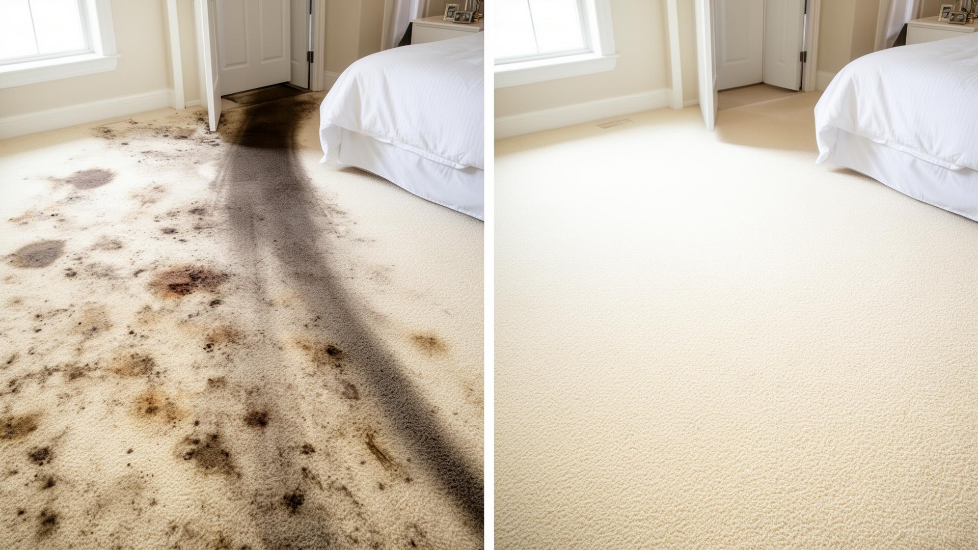 Bedroom carpet before and after